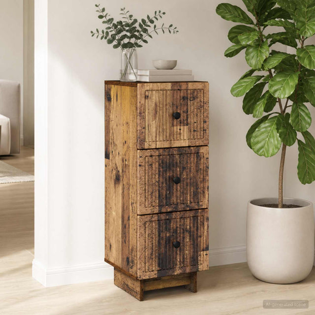 Vidaxl ladenkast oud hout 33 x 34,5 x 90 cm bewerkt hout