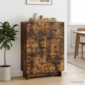 Vidaxl dressoir met lade gerookt eiken 66 x 34,5 x 90 cm bewerkt hout