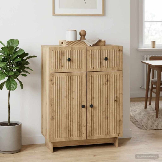 Vidaxl dressoir artisanaal eiken 66 x 34,5 x 90 cm bewerkt hout