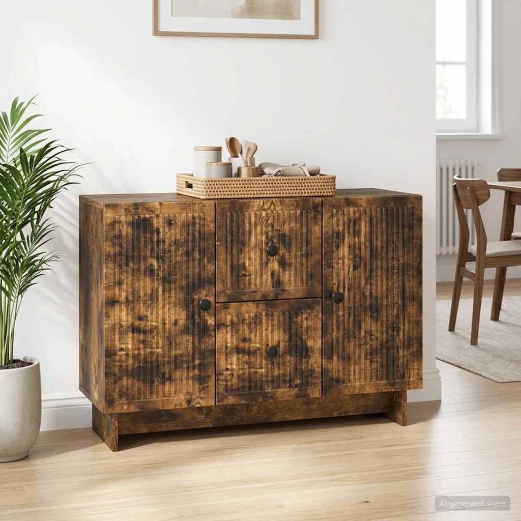 Vidaxl dressoir met lade gerookt eiken 89 x 34,5 x 60 cm bewerkt hout
