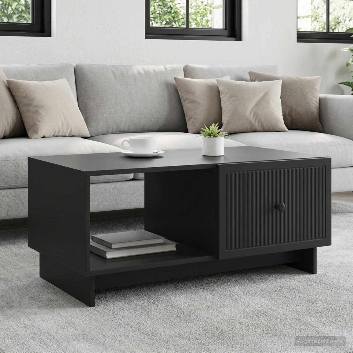 Vidaxl salontafel zwart 90 x 50 x 40 cm bewerkt hout