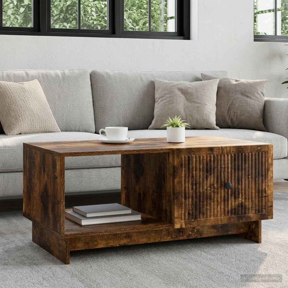 Vidaxl salontafel gerookt eiken 90 x 50 x 40 cm bewerkt hout