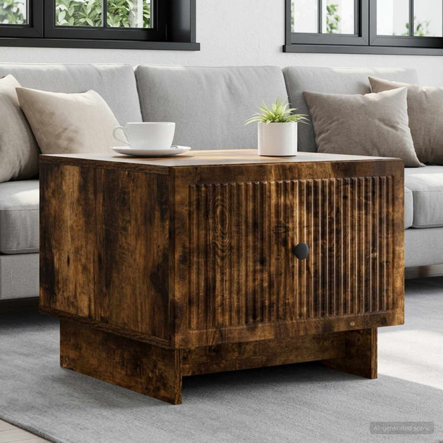 Vidaxl salontafel gerookt eiken 49 x 50 x 40 cm bewerkt hout