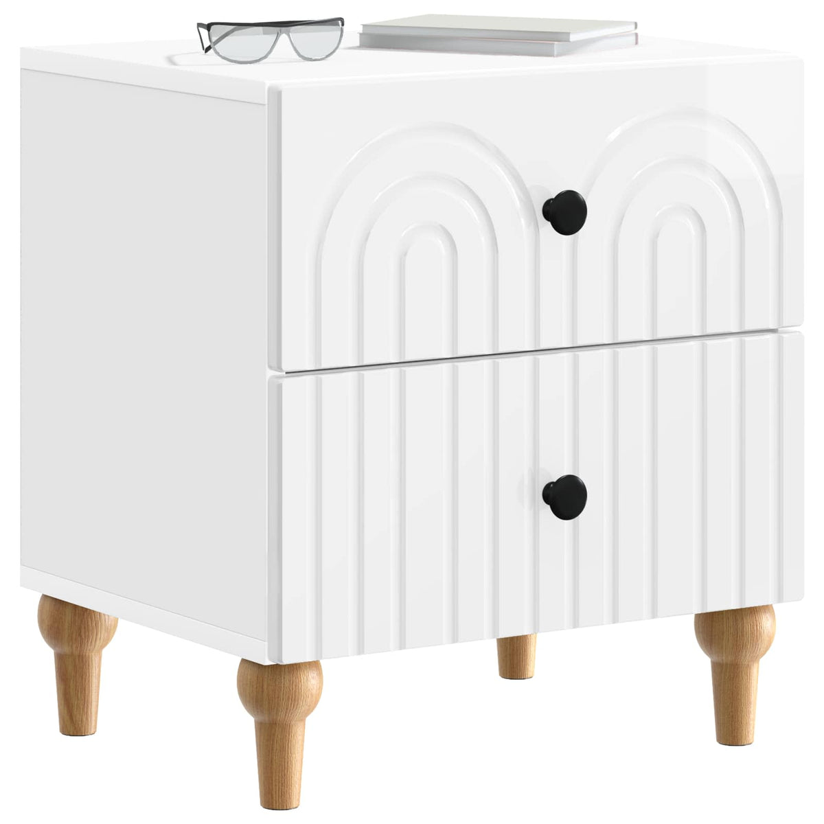 Vidaxl nachtkastje 2 st hoogglans wit 43 x 34,5 x 48 cm bewerkt hout