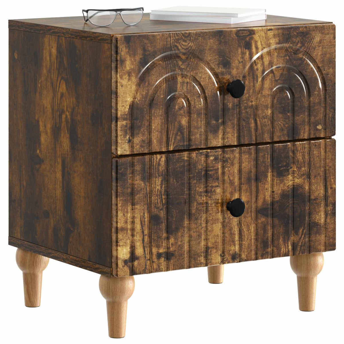 Vidaxl nachtkastje gerookt eiken 43 x 34,5 x 48 cm bewerkt hout