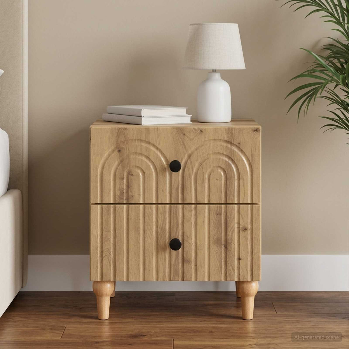 Vidaxl nachtkastje artisanaal eiken 43 x 34,5 x 48 cm bewerkt hout