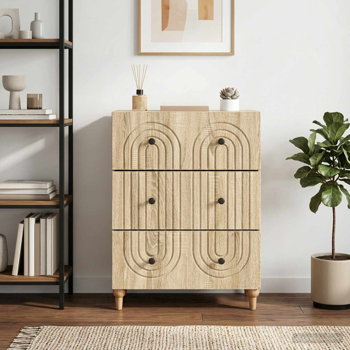 Vidaxl ladenkast sonoma eiken 66 x 34,5 x 90 cm bewerkt hout