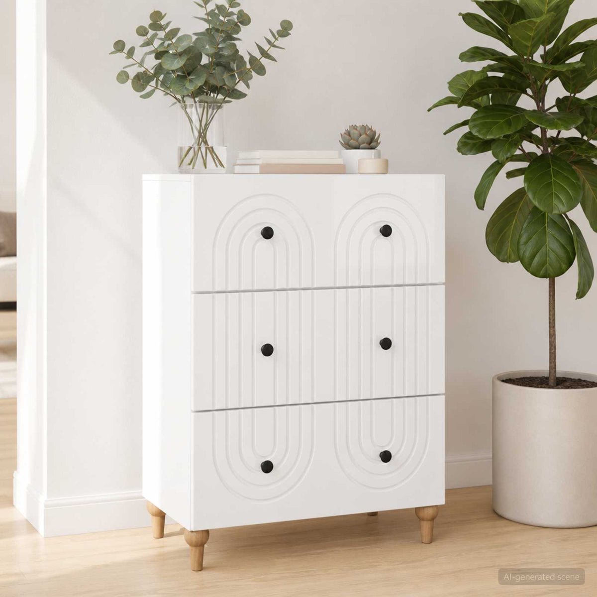 Vidaxl ladenkast hoogglans wit 66 x 34,5 x 90 cm bewerkt hout