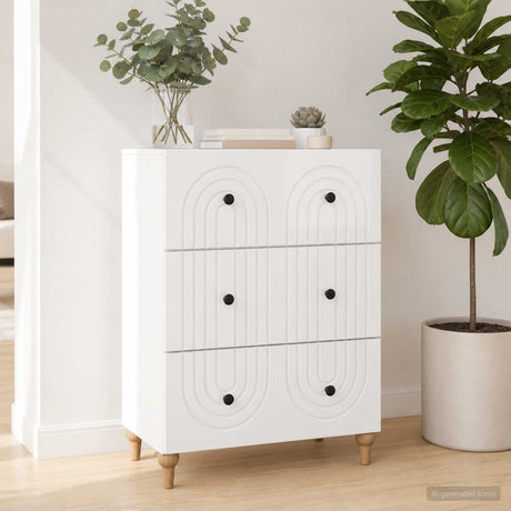 Vidaxl ladenkast hoogglans wit 66 x 34,5 x 90 cm bewerkt hout