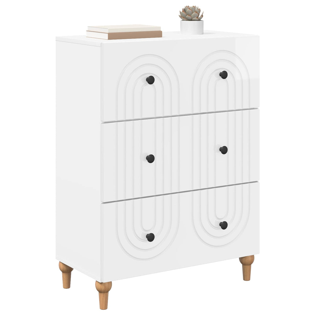 Vidaxl ladenkast hoogglans wit 66 x 34,5 x 90 cm bewerkt hout