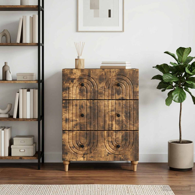 Vidaxl ladenkast gerookt eiken 66 x 34,5 x 90 cm bewerkt hout