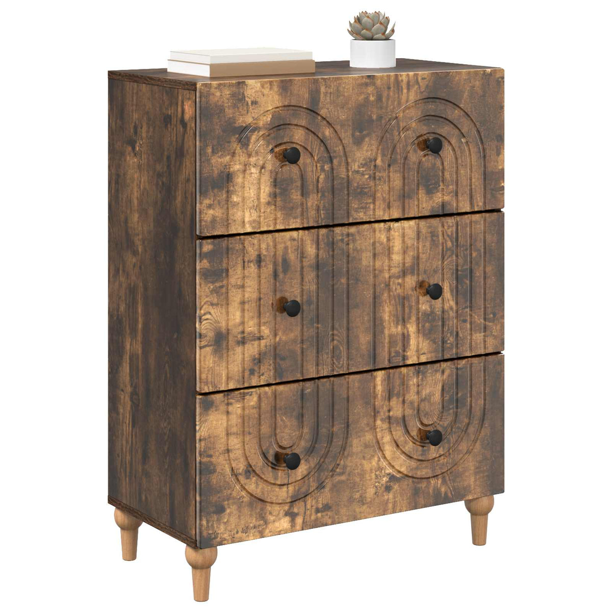 Vidaxl ladenkast gerookt eiken 66 x 34,5 x 90 cm bewerkt hout