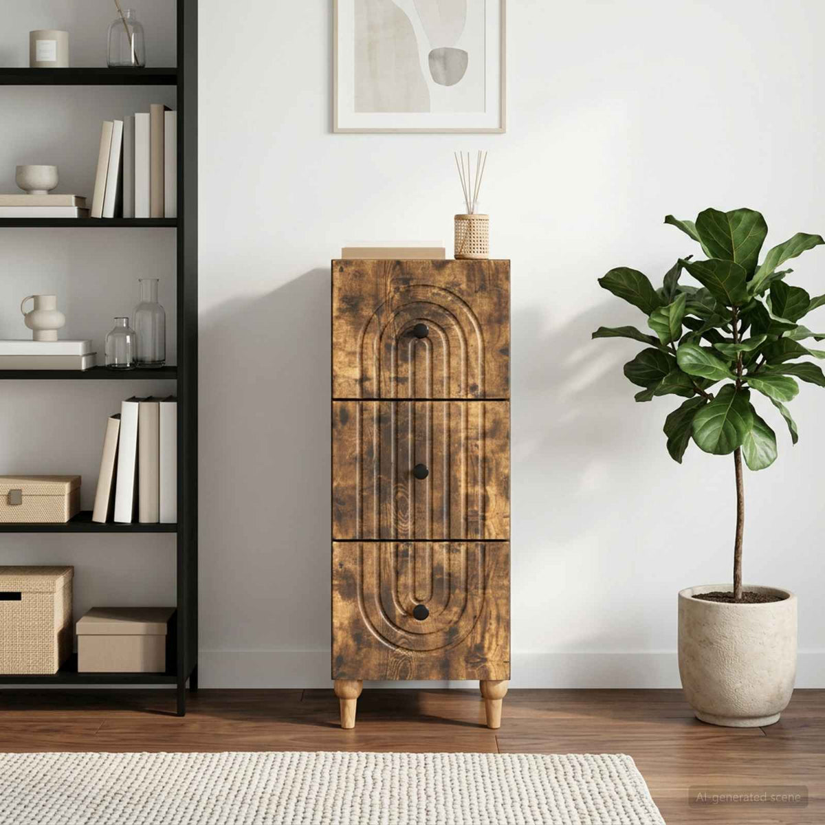 Vidaxl ladenkast 33 x 34,5 x 90 cm bewerkt hout gerookt eiken