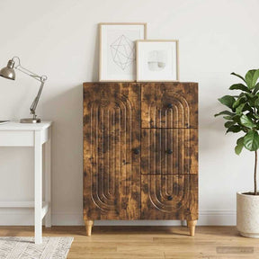Vidaxl dressoir met lade gerookt eiken 66 x 34,5 x 90 cm bewerkt hout