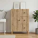 Vidaxl dressoir artisanaal eiken 66 x 34,5 x 90 cm bewerkt hout