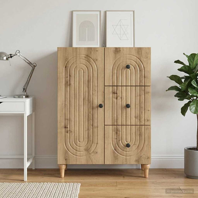 Vidaxl dressoir artisanaal eiken 66 x 34,5 x 90 cm bewerkt hout