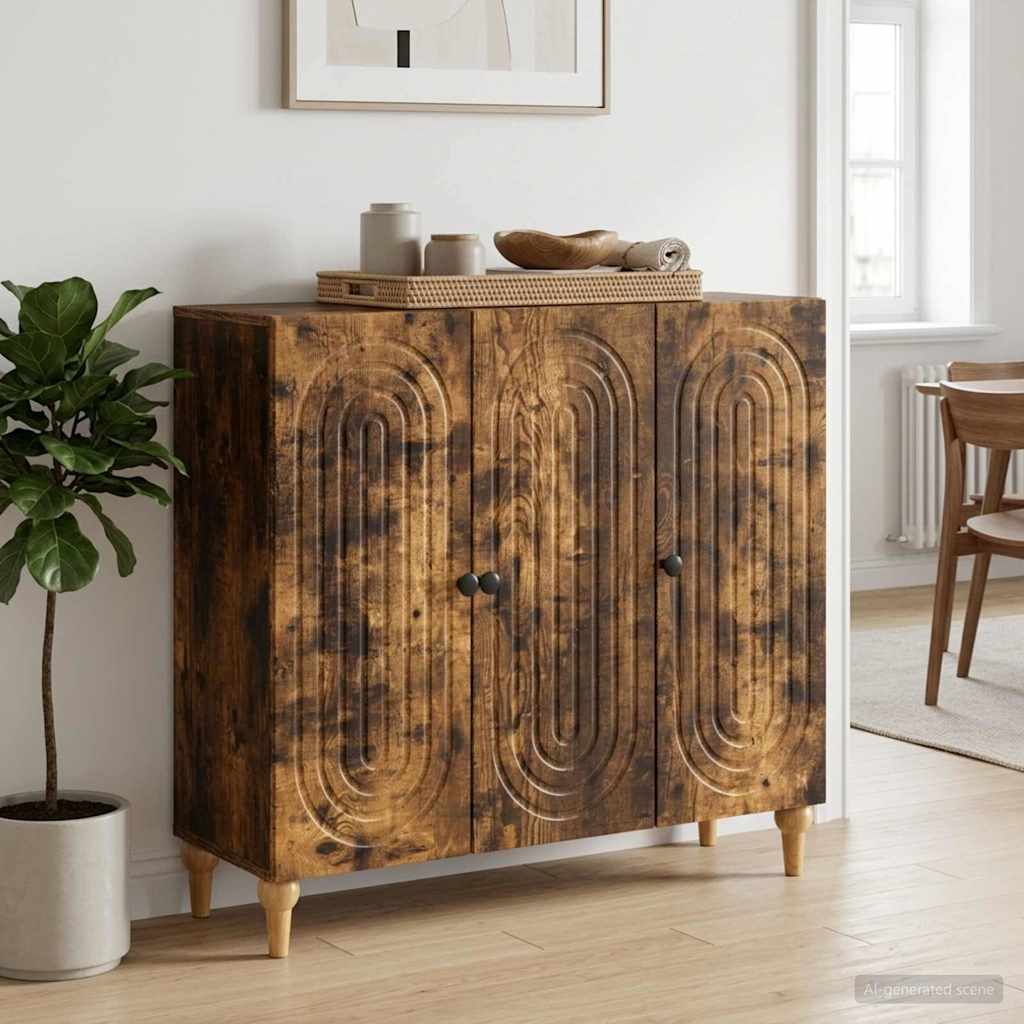 Vidaxl dressoir gerookt eiken 89 x 34,5 x 80 cm bewerkt hout
