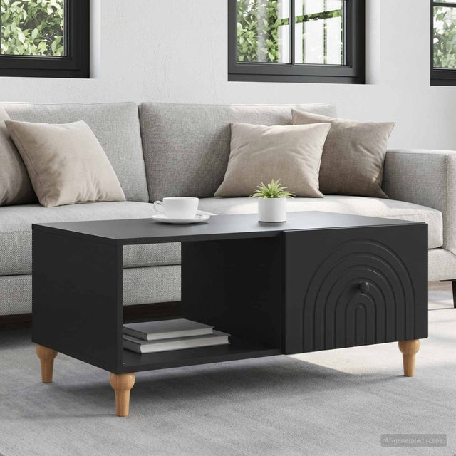Vidaxl salontafel zwart 90 x 50 x 40 cm bewerkt hout