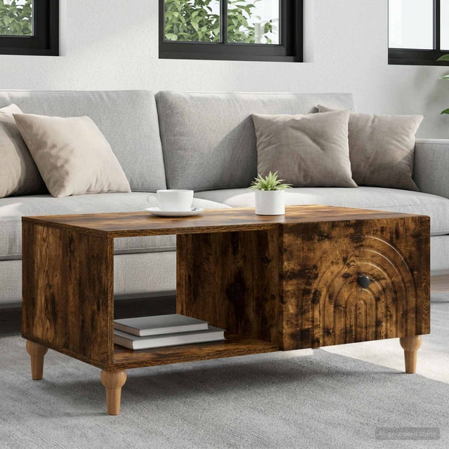 Vidaxl salontafel gerookt eiken 90 x 50 x 40 cm bewerkt hout