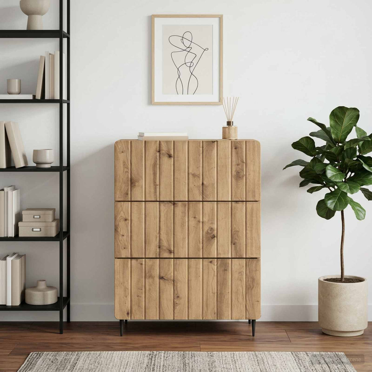 Vidaxl ladenkast 66 x 34,5 x 92 cm bewerkt hout artisanaal eiken