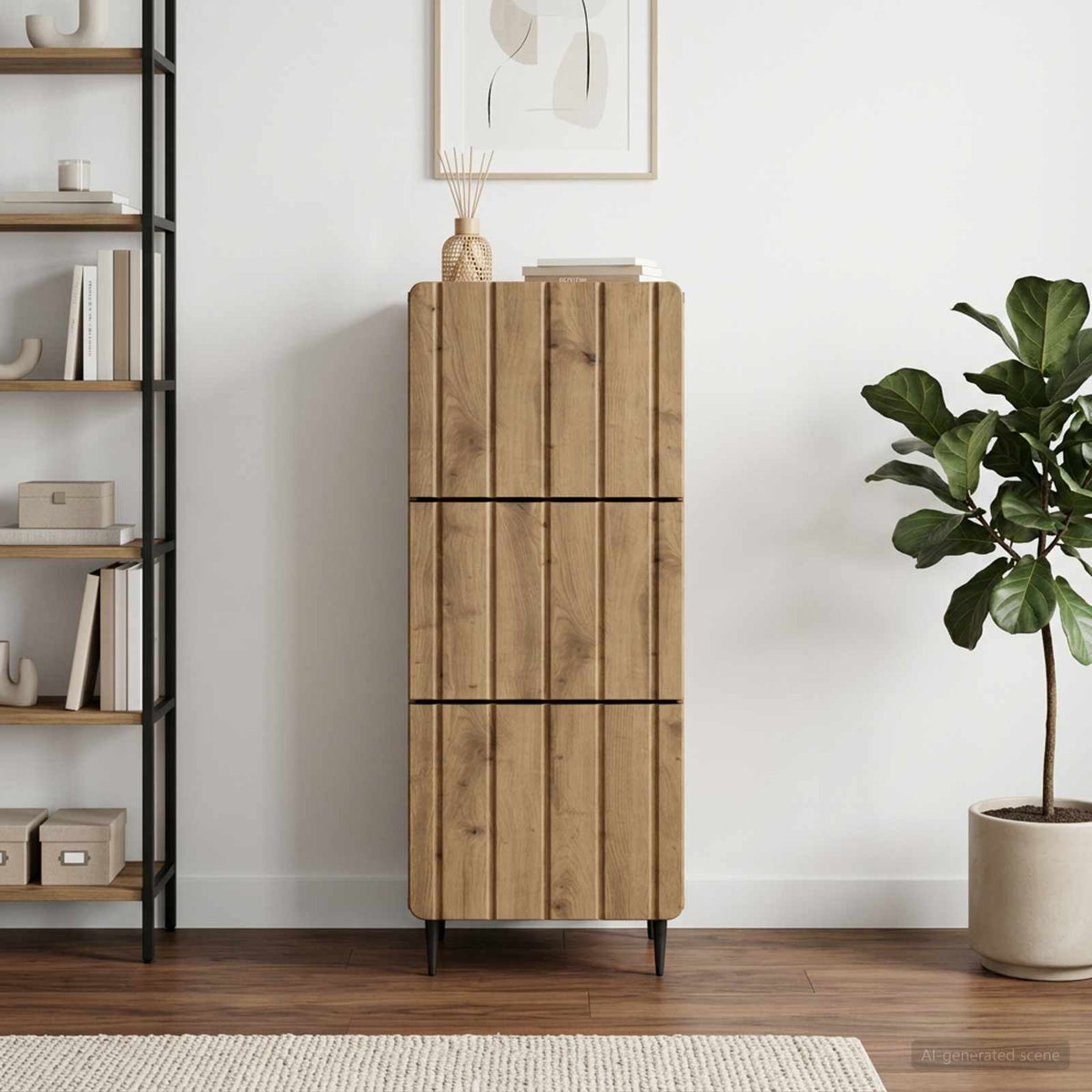 Vidaxl ladenkast 33 x 34,5 x 92 cm bewerkt hout artisanaal eiken