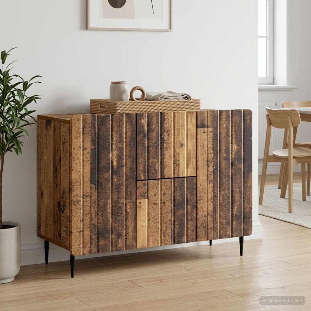 Vidaxl dressoir met lade oud hout 89 x 34,5 x 62 cm bewerkt hout