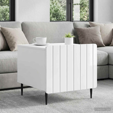 Vidaxl salontafel met lade hoogglans wit 49 x 50 x 42 cm bewerkt hout