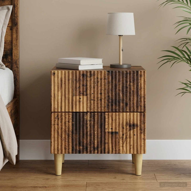 Vidaxl nachtkastje oud hout 43 x 34,5 x 48 cm bewerkt hout