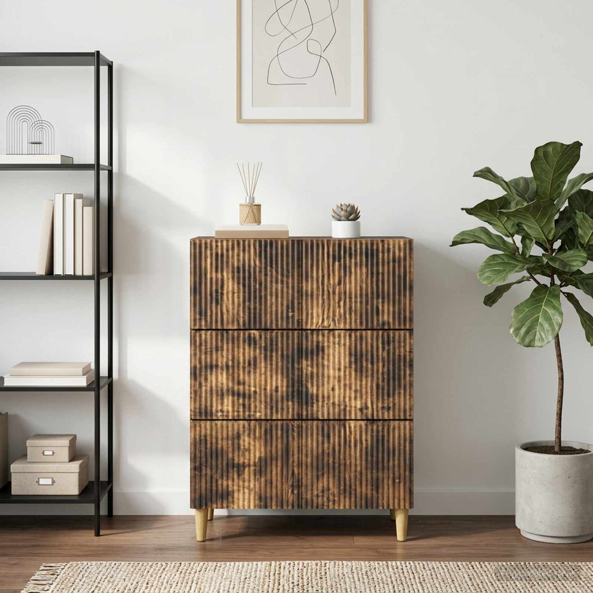 Vidaxl ladenkast 66 x 34,5 x 90 cm bewerkt hout gerookt eiken