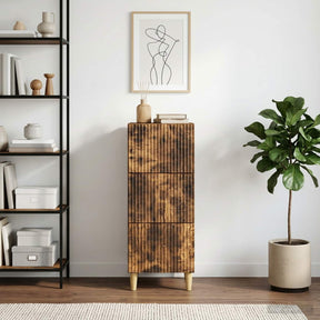 Vidaxl ladenkast gerookt eiken 33 x 34,5 x 90 cm bewerkt hout