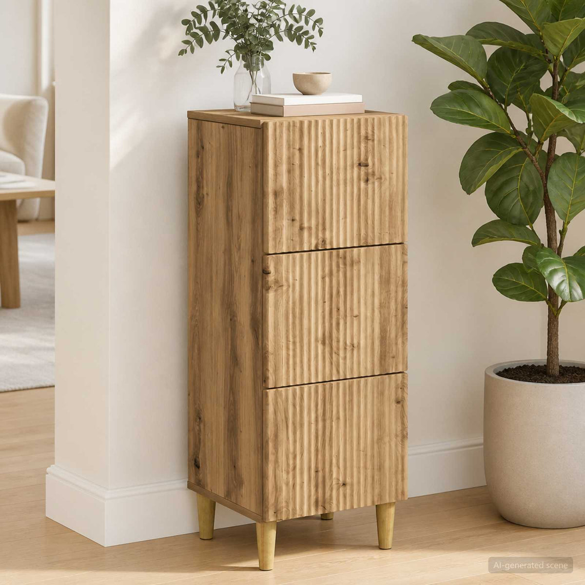 Vidaxl ladenkast 33 x 34,5 x 90 cm bewerkt hout artisanaal eiken