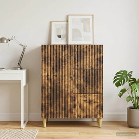 Vidaxl dressoir met lade gerookt eiken 66 x 34,5 x 90 cm bewerkt hout