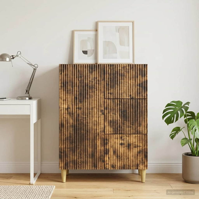 Vidaxl dressoir met lade gerookt eiken 66 x 34,5 x 90 cm bewerkt hout