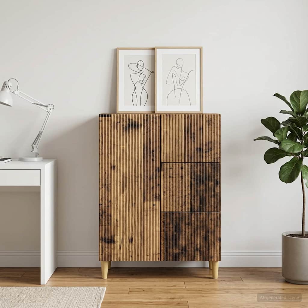 Vidaxl dressoir met lade oud hout 66 x 34,5 x 90 cm bewerkt hout