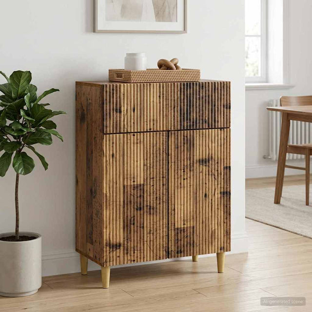 Vidaxl dressoir met lade oud hout 66 x 34,5 x 90 cm bewerkt hout