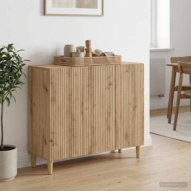 Vidaxl dressoir artisanaal eiken 89 x 34,5 x 80 cm bewerkt hout