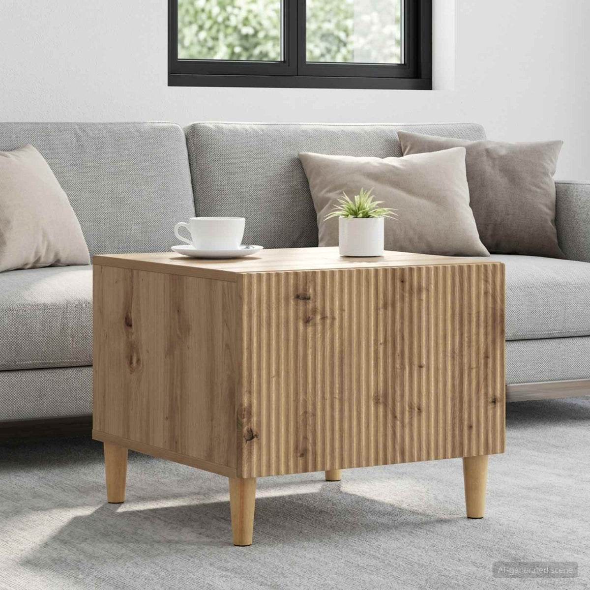 Vidaxl salontafel artisanaal eiken 49 x 50 x 40 cm bewerkt hout