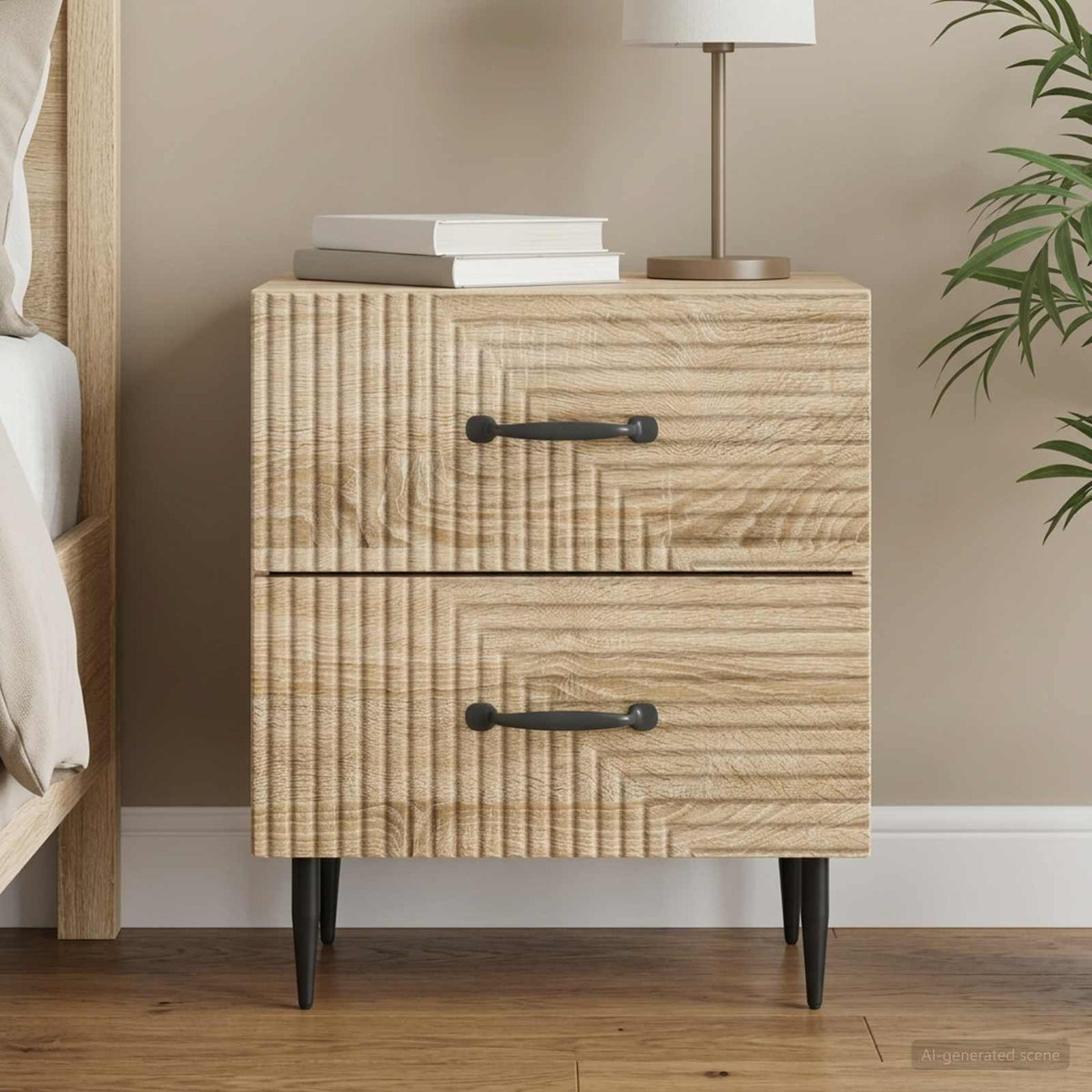 Vidaxl nachtkastje sonoma eiken 43 x 34,5 x 47,5 cm bewerkt hout