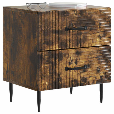 Vidaxl nachtkastje gerookt eiken 43 x 34,5 x 47,5 cm bewerkt hout