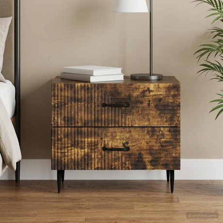 Vidaxl nachtkastje gerookt eiken 62 x 34,5 x 47,5 cm bewerkt hout
