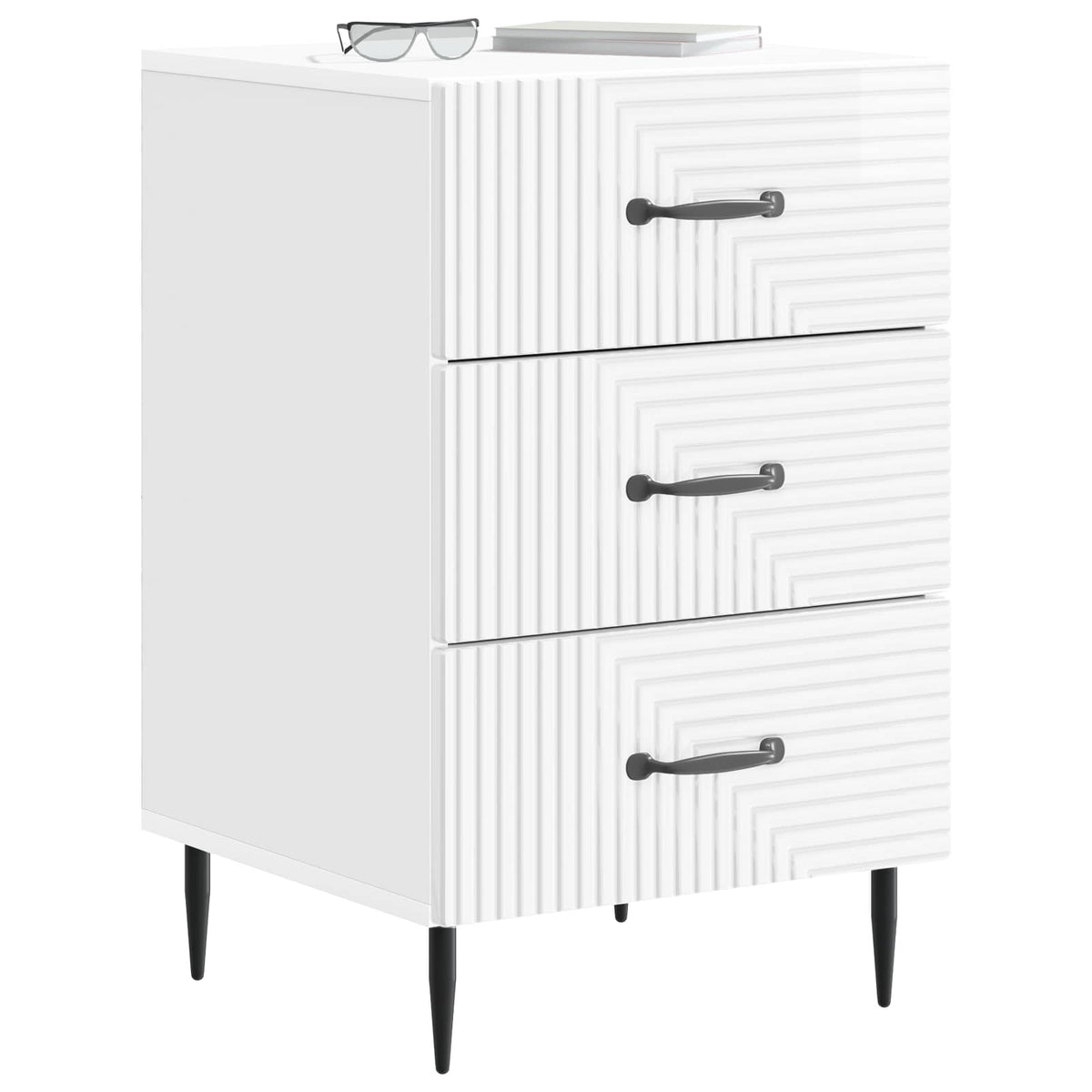 Vidaxl nachtkastje hoogglans wit 43 x 41 x 66,5 cm bewerkt hout
