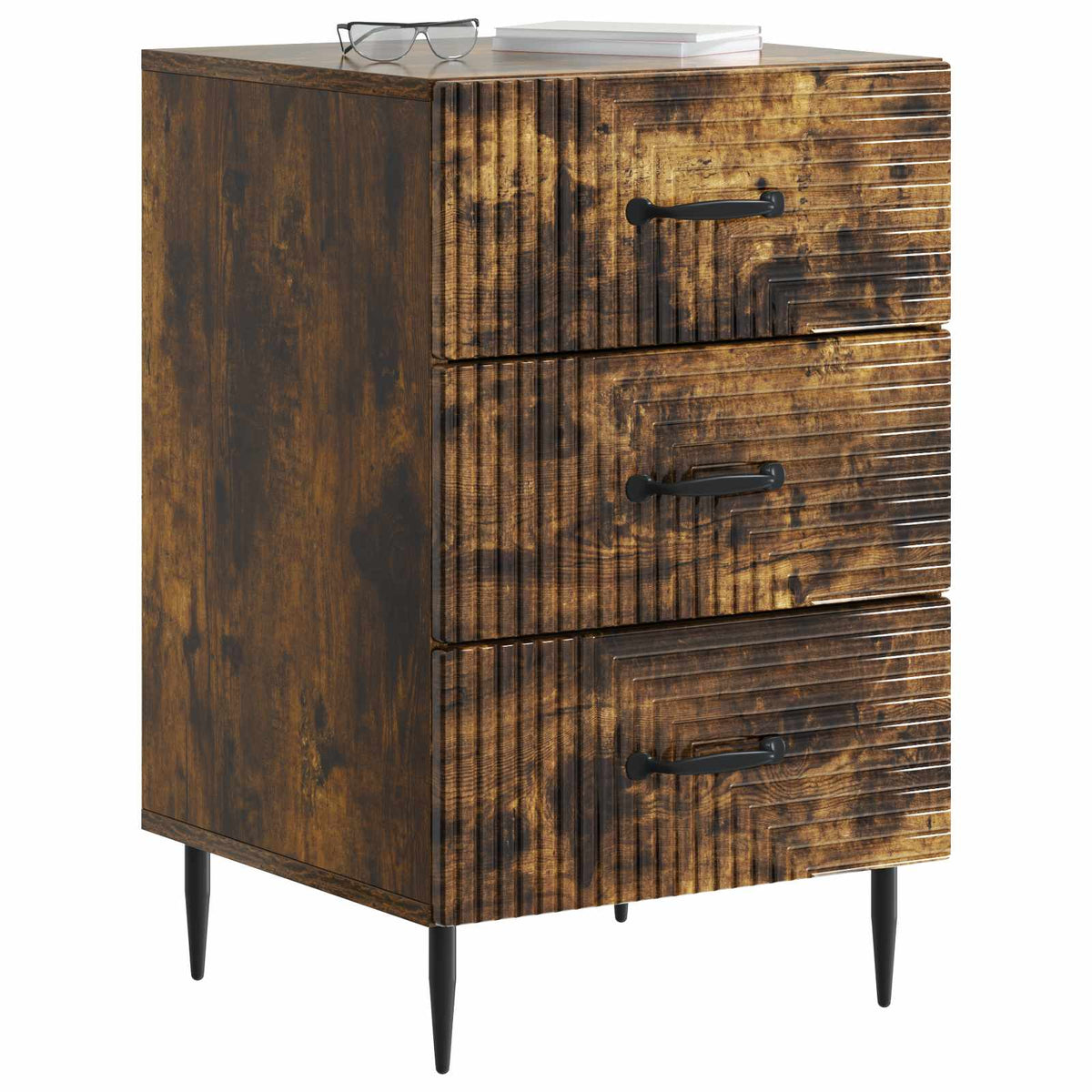 Vidaxl nachtkastje gerookt eiken 43 x 41 x 66,5 cm bewerkt hout