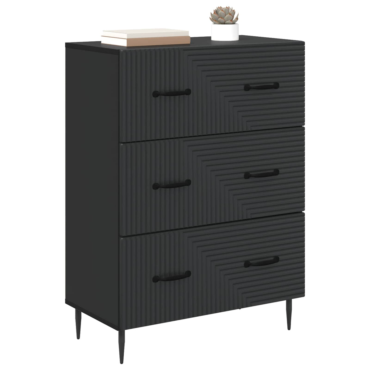 Vidaxl ladenkast zwart 66 x 34,5 x 89,5 cm bewerkt hout