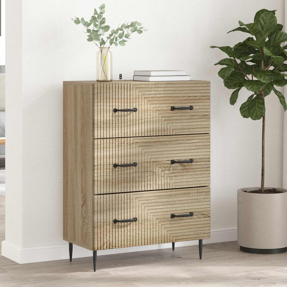 Vidaxl ladenkast sonoma eiken 66 x 34,5 x 89,5 cm bewerkt hout
