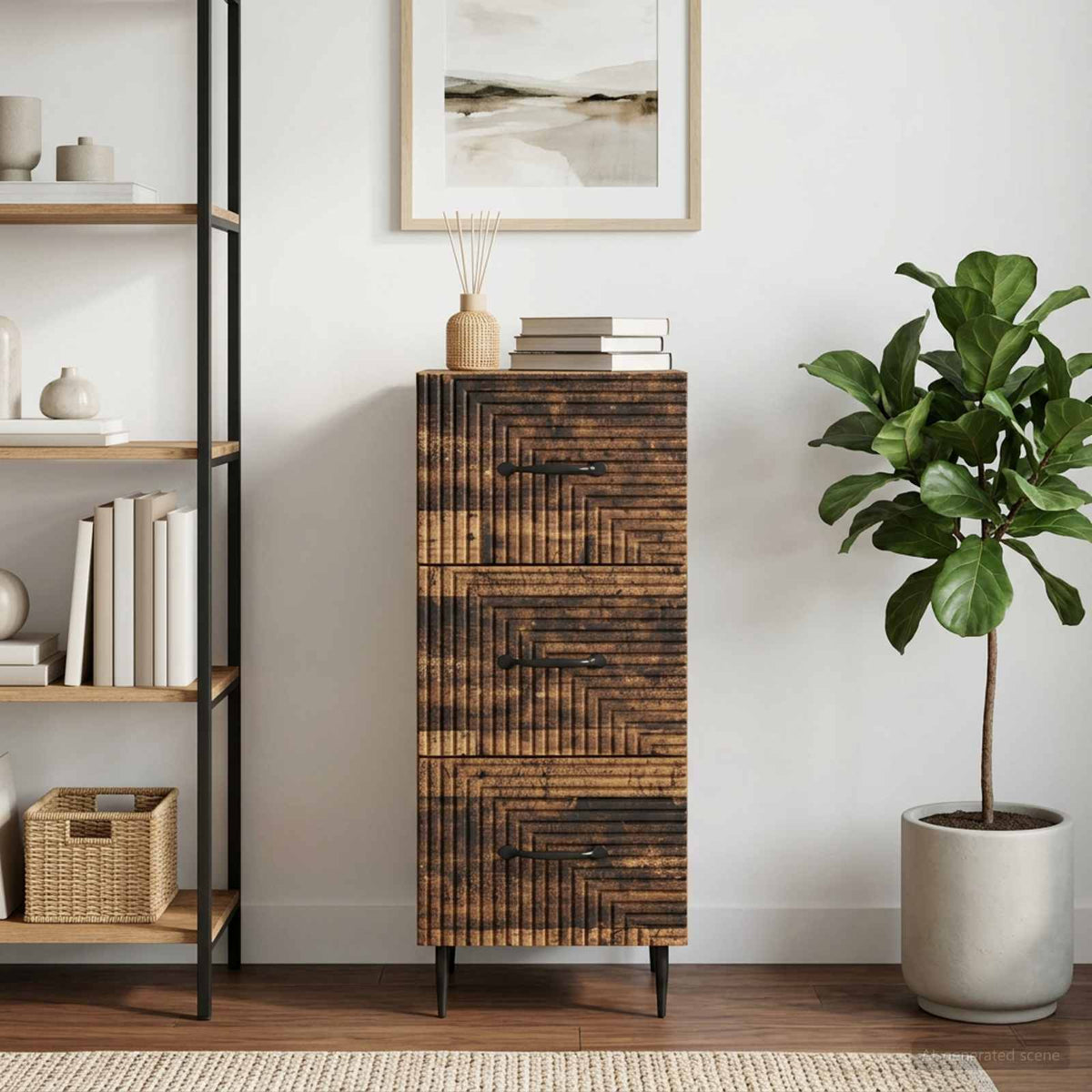 Vidaxl ladenkast oud hout 33 x 34,5 x 89,5 cm bewerkt hout