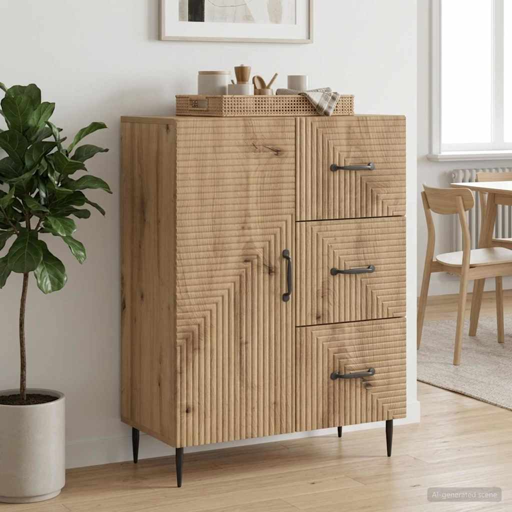 Vidaxl dressoir artisanaal eiken 66 x 34,5 x 89,5 cm bewerkt hout