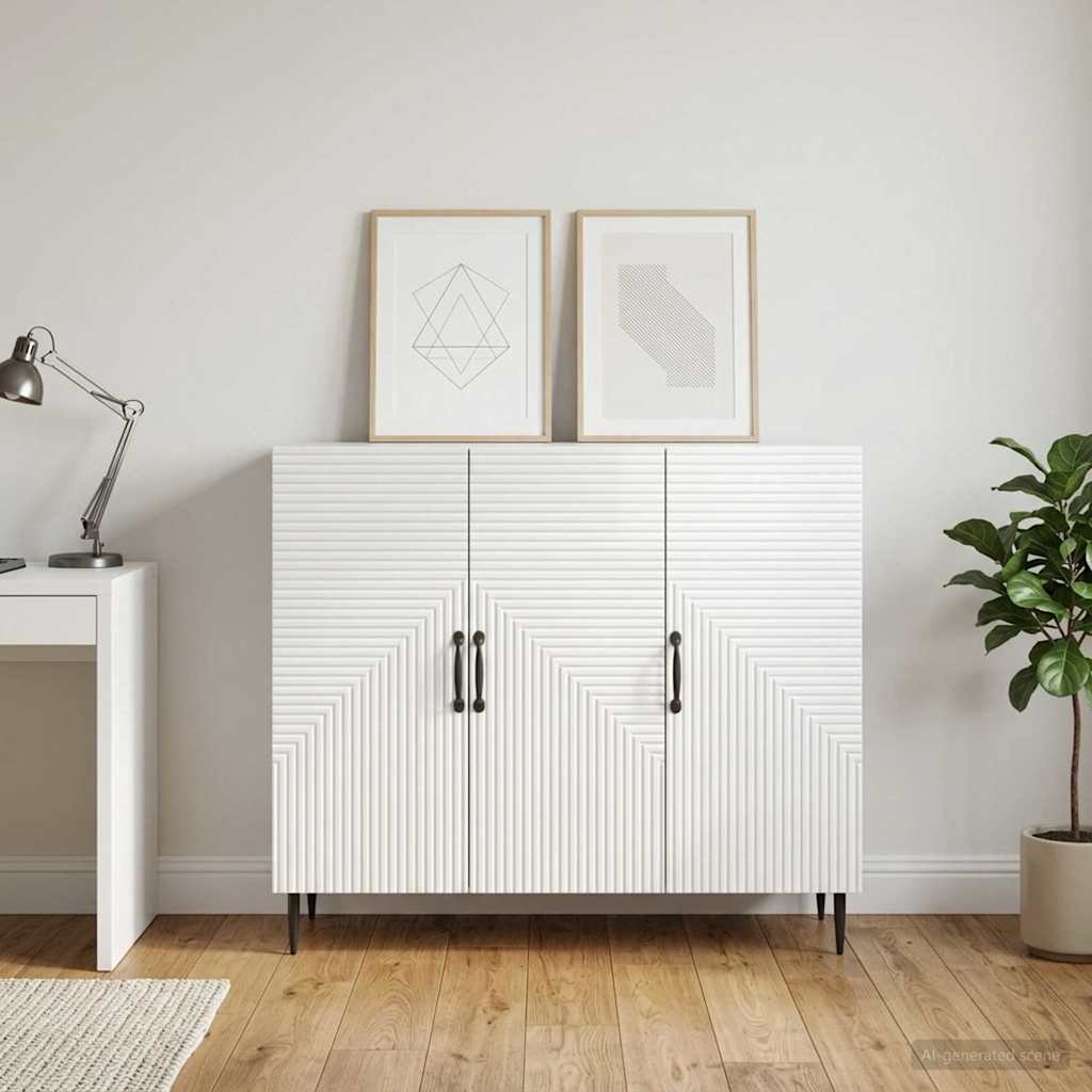 Vidaxl dressoir hoogglans wit 89 x 34,5 x 80 cm bewerkt hout