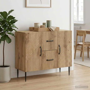Vidaxl dressoir artisanaal eiken 89 x 34,5 x 60 cm bewerkt hout