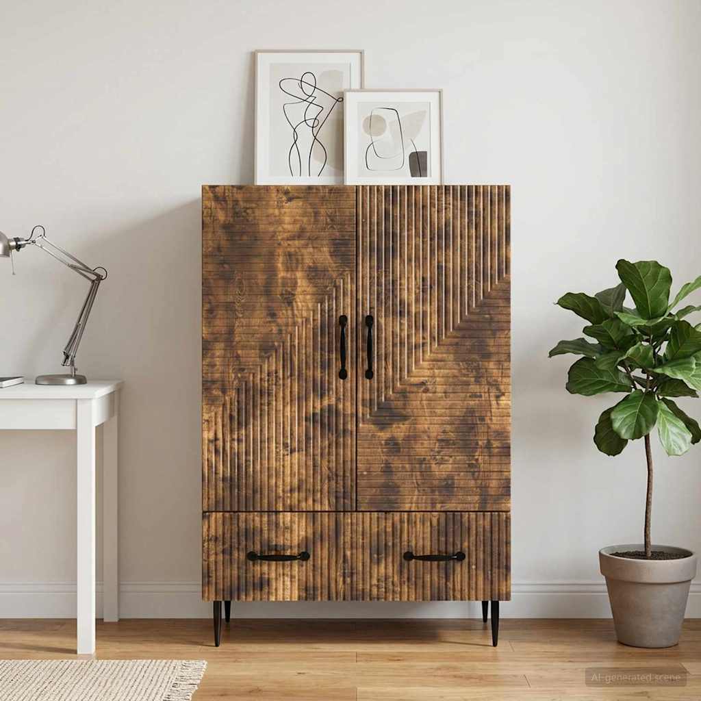 Vidaxl dressoir met lade gerookt eiken 66 x 34,5 x 95 cm bewerkt hout
