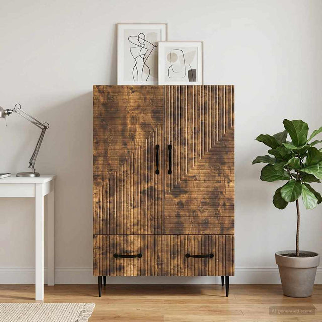 Vidaxl dressoir met lade gerookt eiken 66 x 34,5 x 95 cm bewerkt hout